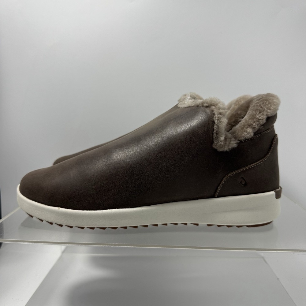 Brand New Olukai Malua Hulu Warm Taupe Leather Sheep Fur Boots Women's Size 10